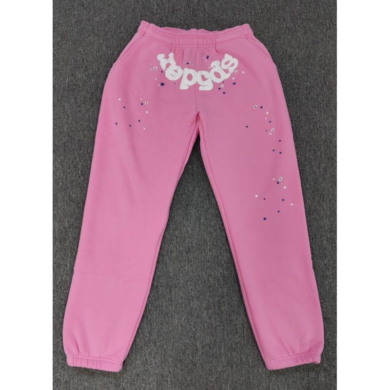 Heavyweight Fleece Lined Sweatpants Men Streetwear Spider Web Print Casual Pants
