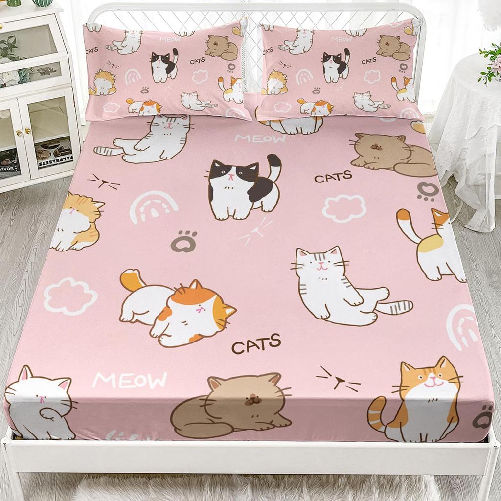 Animal Cartoon Pattern Bed Hat Three-Piece Digital Printing Bedding Bed Hat Three-Piece Set Children And Adults
