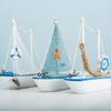 Mediterranean Style Wooden Sailing Boat Handmade Wooden Ship Ornament Nautical Decor  Gift Giving