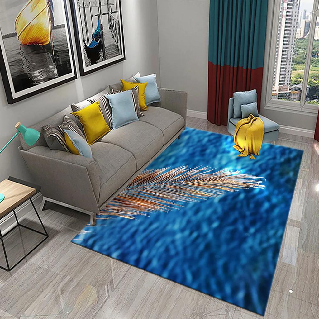 3D Teppich mit Palmenblattmuster Grün Tropische Pflanzen Teppiche Küche Badezimmer Rutschfeste Fußmatten Teppich Wohnzimmer Schlafzimmer Dekor Bodenteppiche