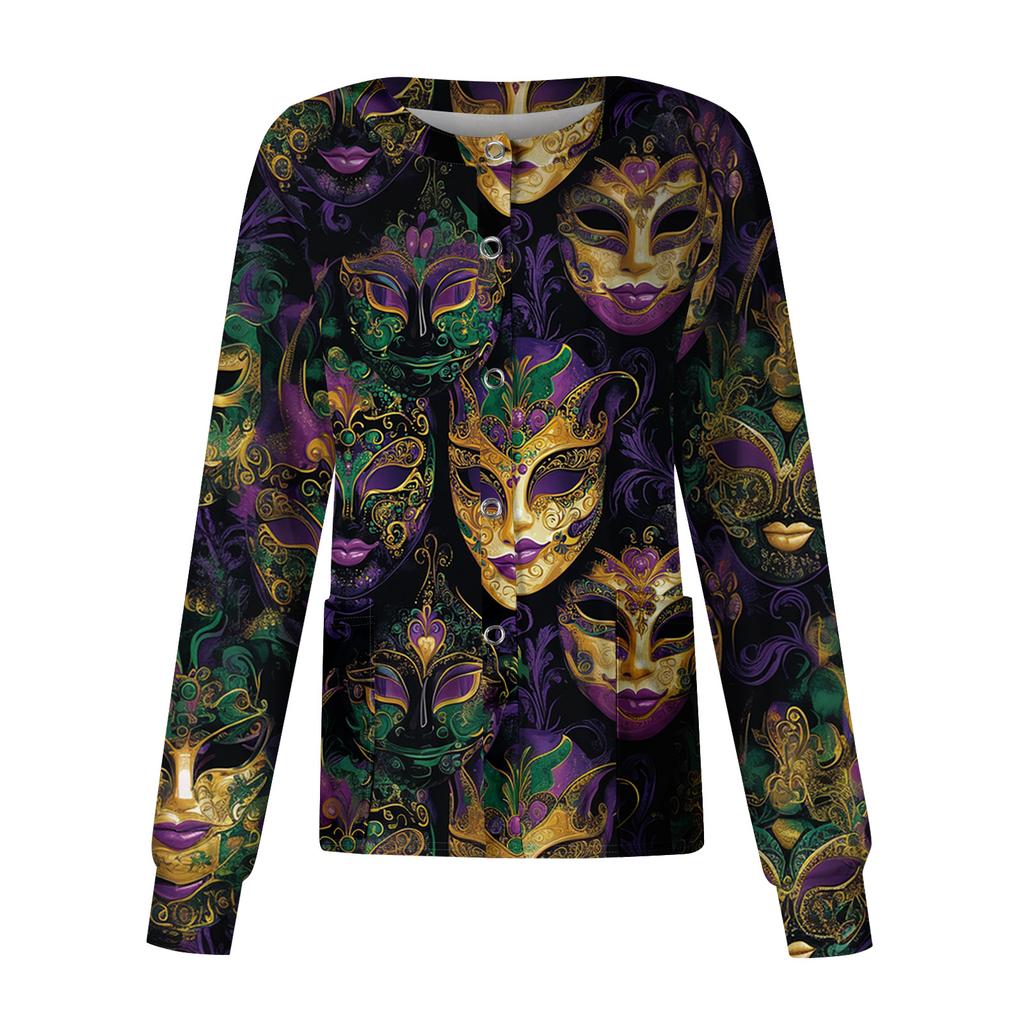 Women's Casual Long Sleeve Single Breasted Printed Dry- Top