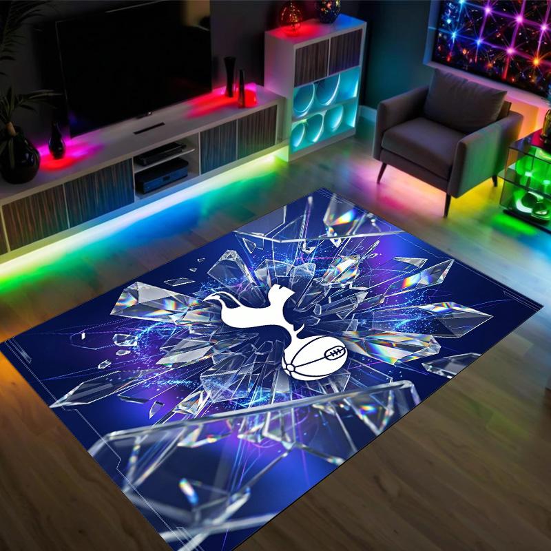 Tappeto in velluto di cristallo con design Tottenham Hotspur Accogliente Non?Tappeto Stampato Antiscivolo per Camera da Letto Soggiorno Ingresso