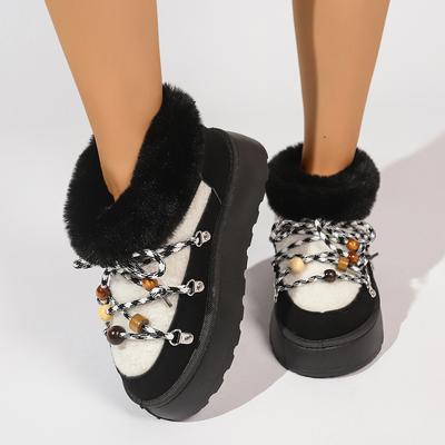 2025 Autumn and Winter New Thick-soled Comfortable Cross-tie Snow Boots Thickened Mid-length Over-the-knee Warm Women Boots