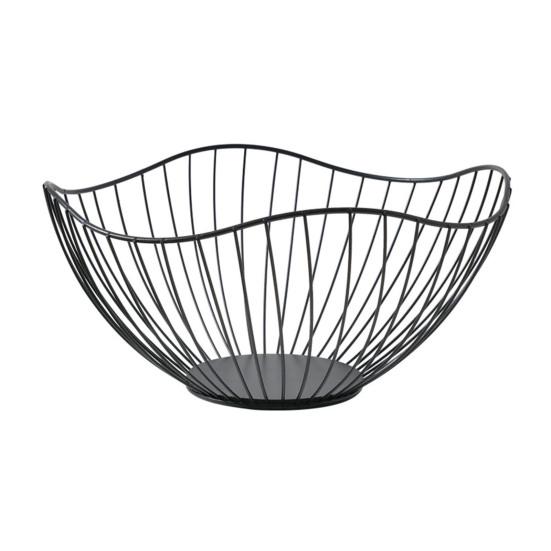 Nordic Iron Fruit Basket Metal Wire Storage Bowl for Kitchen Counter Rustic Decorative Basket A чёрный