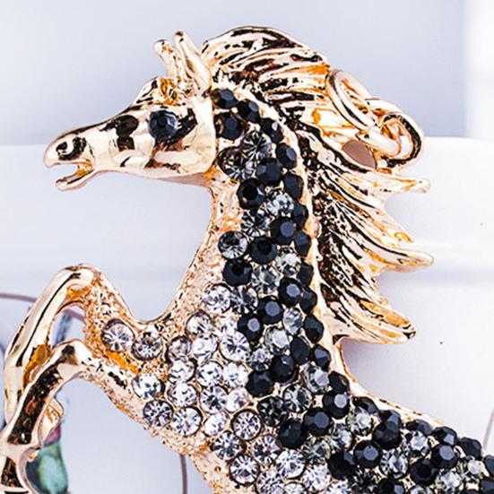 Horse-Shaped Rhinestone Keychain with Carabiner Clip Sparkling Zircon Animal Key Ring for Keys Bags Lucky Symbol for Car Home Decor