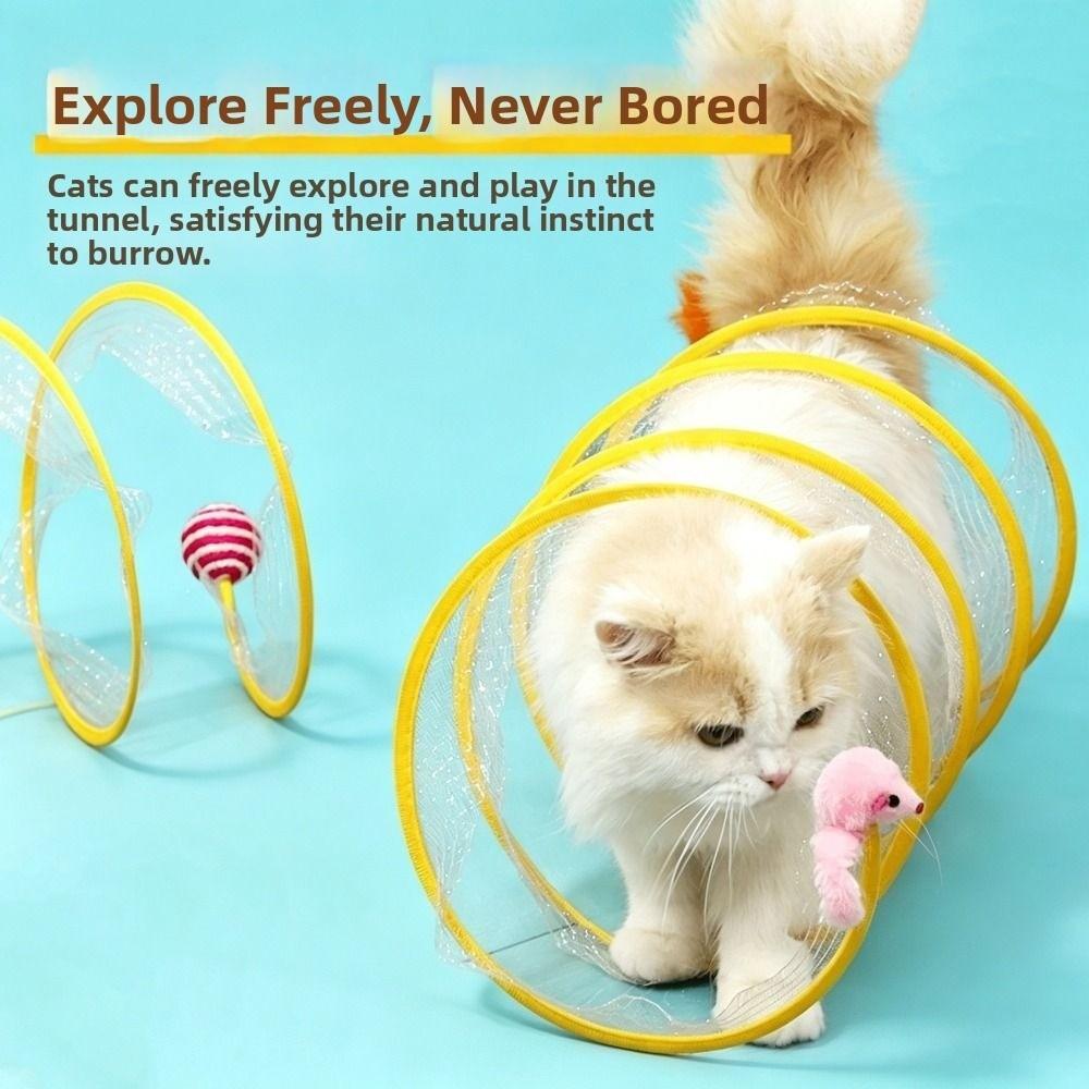 Portable Cat Tunnel Tube Elastic Interactive Cat Toy Cat Spring Mouse Tunnel Indoor Outdoor Use