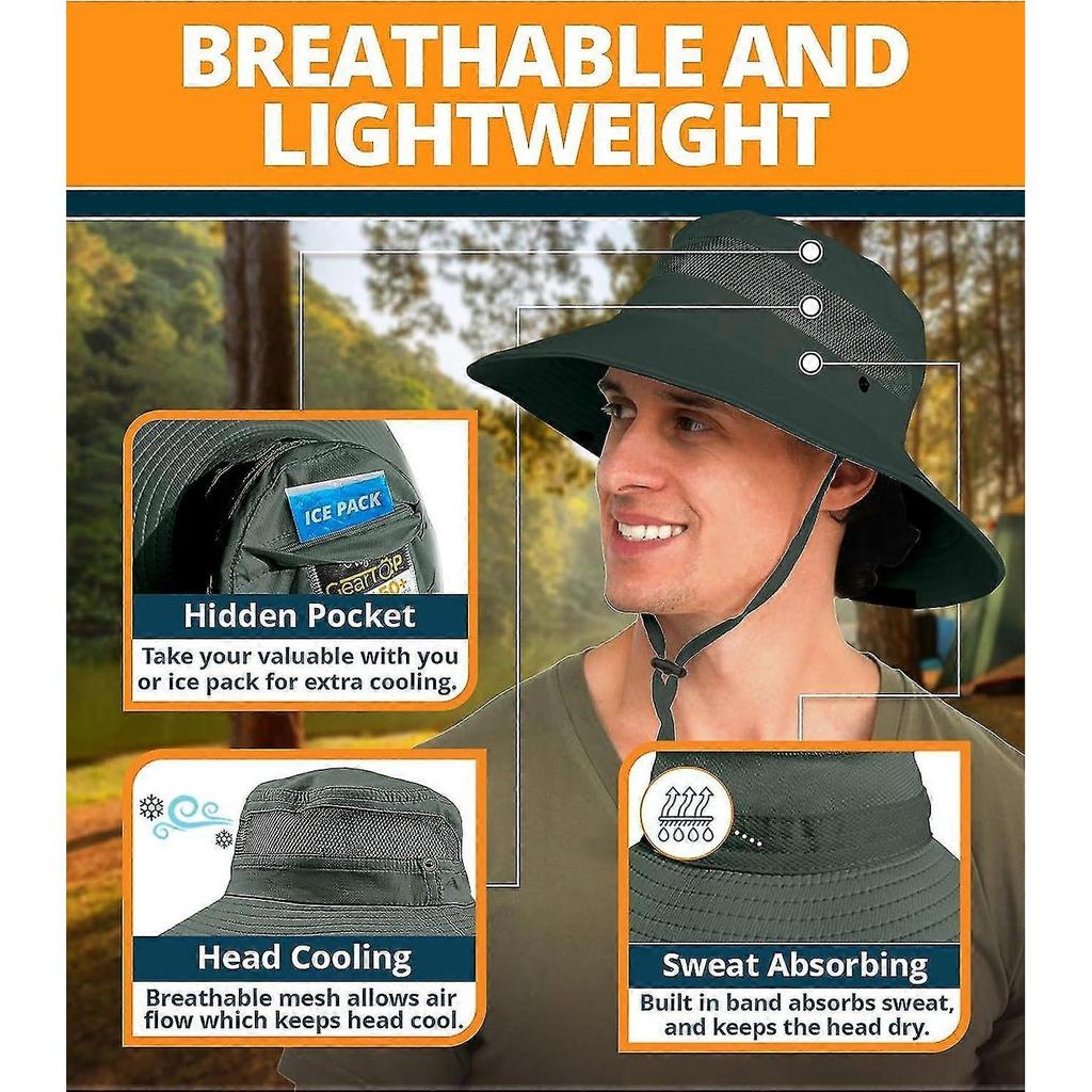 Fishing Hat UPF 50+ Wide Brim Sun Hat for Men and Women, Mens Bucket Hats with UV Protection for