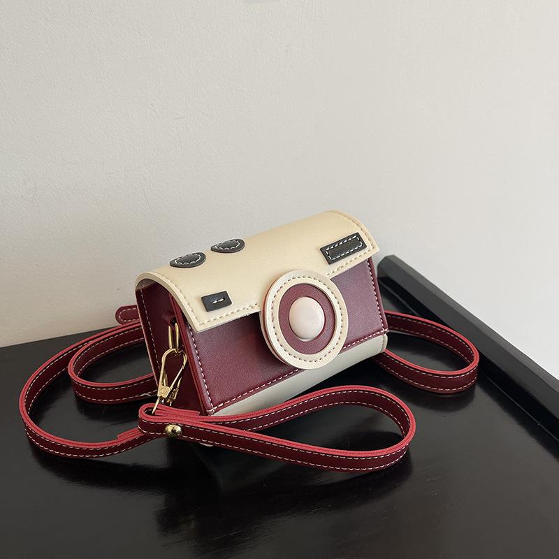 Small bag women's versatile new contrasting colors cute camera bag girl mini lipstick bag