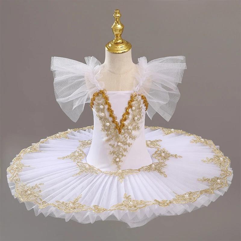 Professional Ballet Tutu Girls White Swan Lake Platter Pancake Tutu Ballerina Party Dress Child Kids Ballet Dance Costume