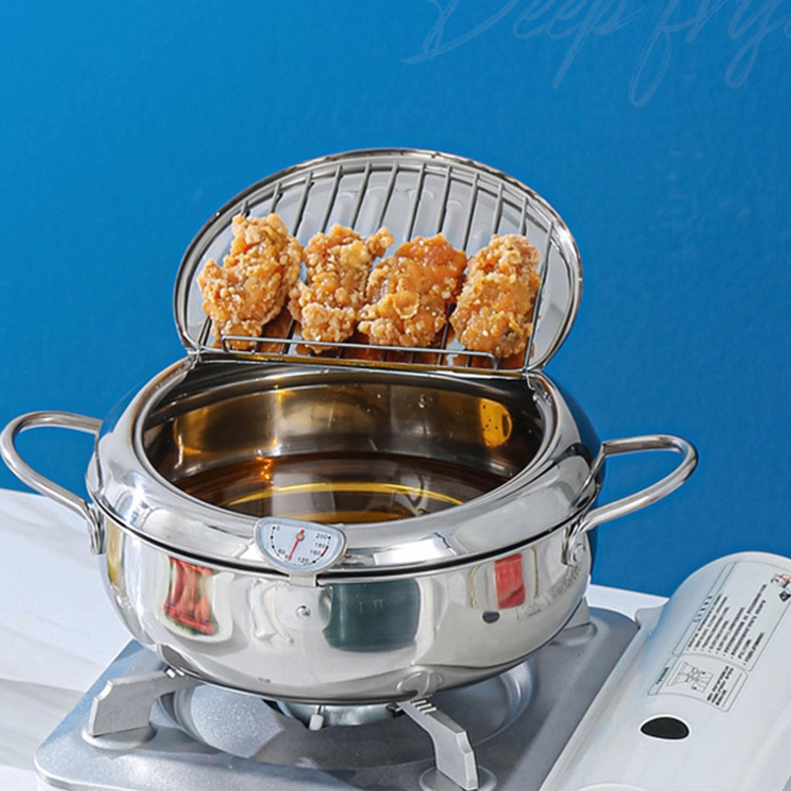 Stainless Steel Deep Fryer 2026 New Japanese Deep Fryer Pot Stainless Steel Deep Frying Pan With Air Fryer Tray for Oven round One Size