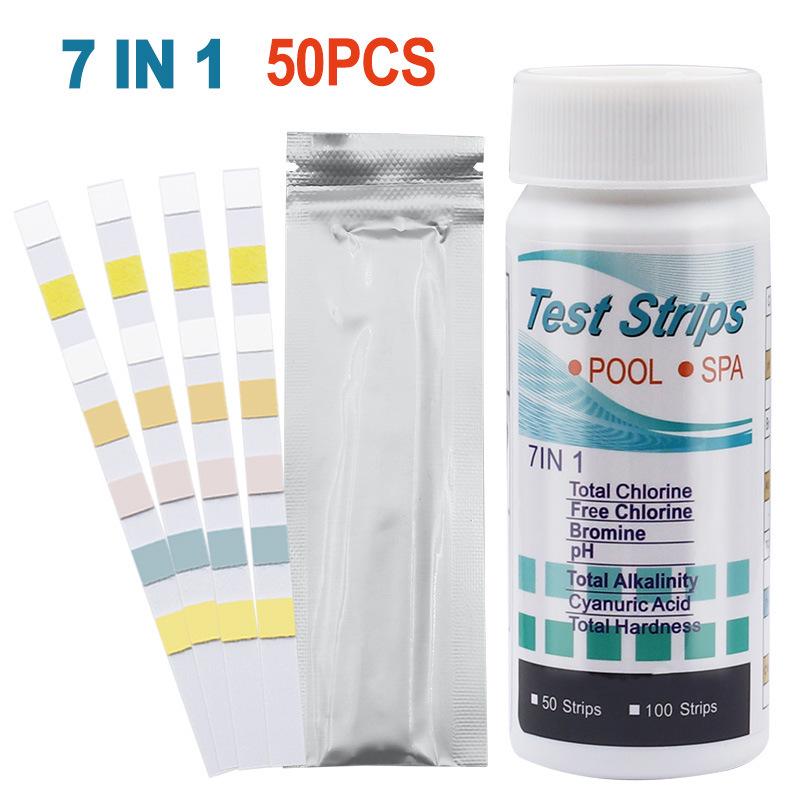 7-in-1 Pool Test Strips: pH, Free Chlorine & Water Quality Checker