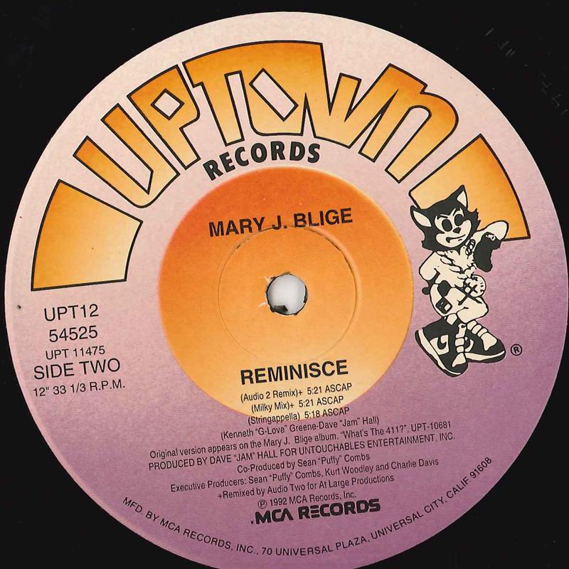 12inch Record MARY J BLIGE - Reminisce UPT1254525 UPTOWN 1992 US Rap & Hip-Hop/R&B Used
