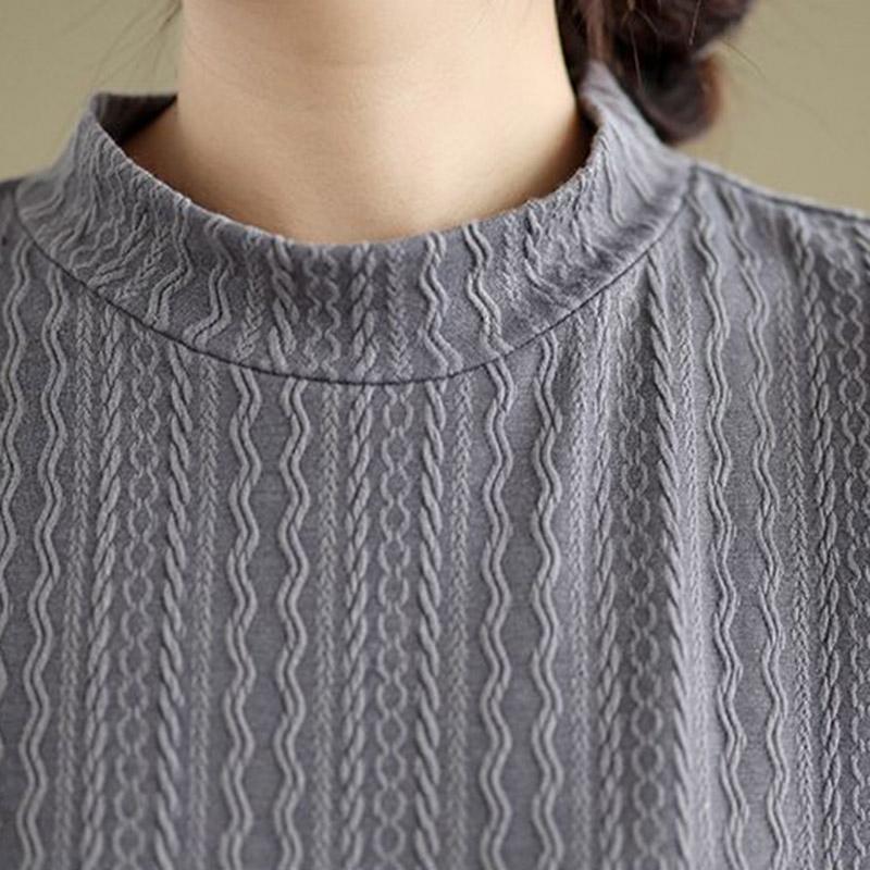 Top for Women Autumn Winter Large Size Loose Long Sleeve Knit Half-high Neck Pullover Sweaters Top