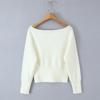 Women's Sexy Off-the-Shoulder Slimming Knit Sweater – Versatile Solid Color Cold Shoulder Top