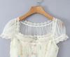 European Style Floral Lace Tie-up Mesh Blouse, Autumn 2025