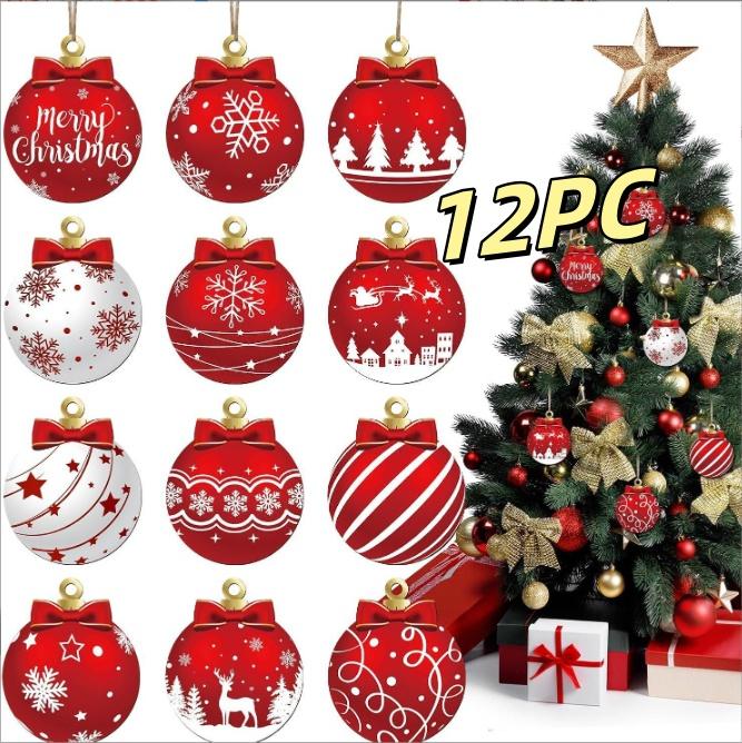 New Christmas Wooden Decorative Balls Hanging Decorations Christmas Balls DIY Christmas Tree Decorations Home Party Supplies