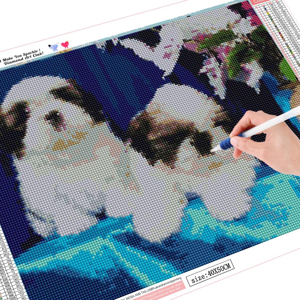 

Huacan новая Алмазная вышивка собака 5d diy полная квадратная круглая смола дрель вышивка крестиком стразы картина мозаика животное Full Round 20*30 cm