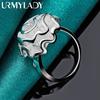 925 Sterling Silver Rose Flower 6-10 # Pierścionek dla kobiet Wedding Party Fashion Charm Biżuteria