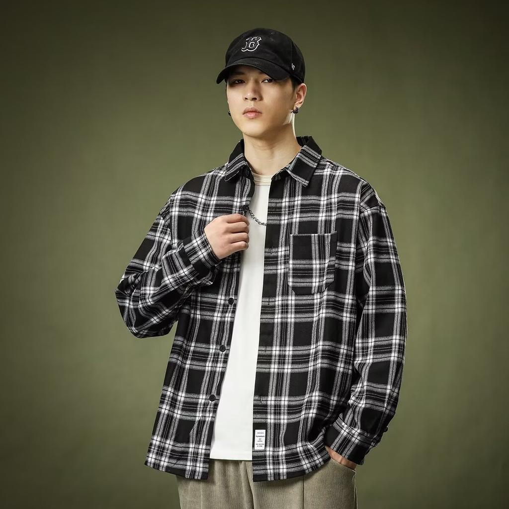 2024 Letter Long Sleeve Shirt Japanese Hong Kong Style Ins Loose Shirt Boys Summer Trendy Versatile Casual Coat