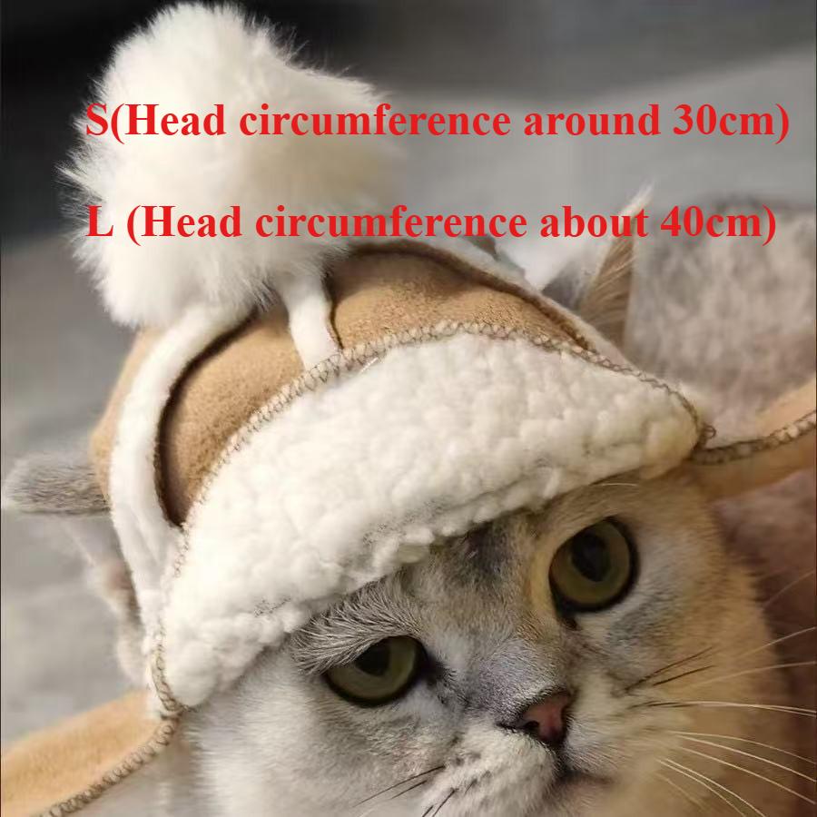 

Pet Plush Warm Windproof Lamb Fur Pet Dog Hat Winter Cat Flying Hat Teddy Bear Hat Dog Accessories for Small Dog Cool circumference40cm