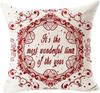 Red Plaid Sofa Linen Christmas Pillow Cover Reindeer Snowflake Home Cushion Cover