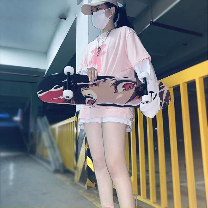 Beginner Entry-Level Double Rocker Skateboard for Street Cruising - Professional Short Board for Boys, Girls, and Adults