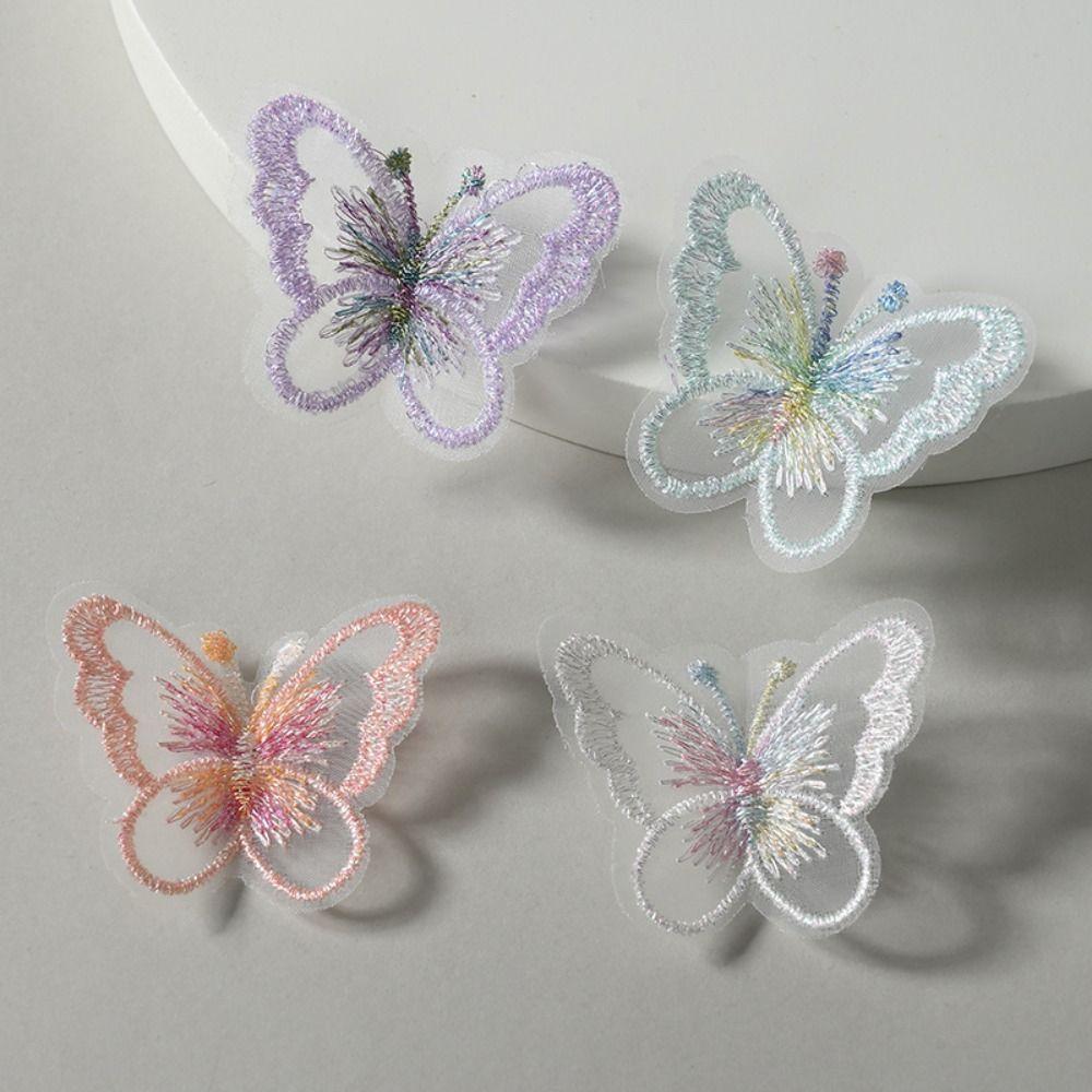 20Pcs Single layer Golden Thread Butterfly Appliques  Bridal Hair Accessories