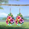 European & American Fashion Water Drop Acrylic Earrings with Butterflies & Flowers