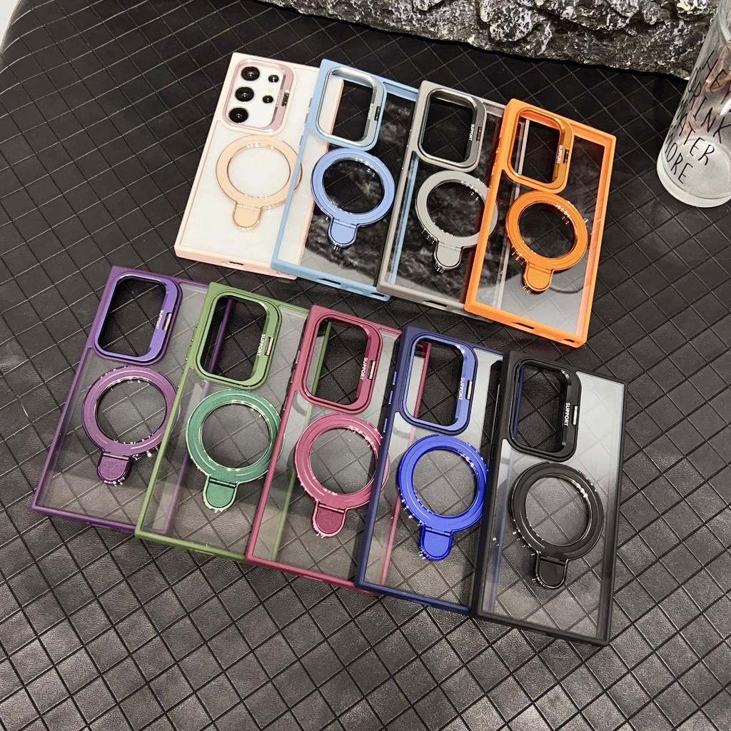 Samsung S25U High Transparency Acrylic Double Bracket Suitable for Samsung S25 Hollow Lens Bracket Magnetic Suction Mobile Phone Case S24