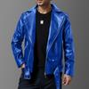 Autumn and winter new men's high-quality slim-fitting lapel diagonal leather jacket British fashion locomotive clothing leather jacket