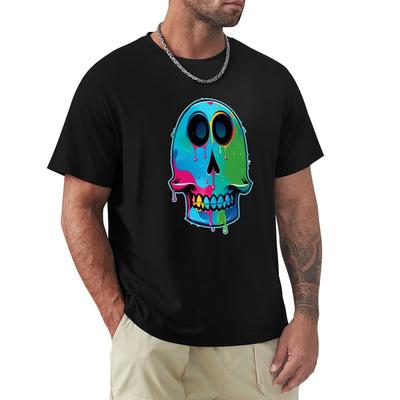 Drip & Grin: A Colorful And Playful Whimsical Skull Design T-Shirt Graphic T Shirts Anime Tshirt Mens Workout Shirts