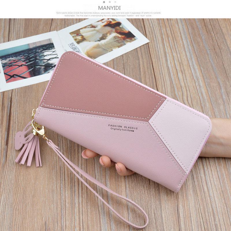 SCIONE The New Ladies Clutch Bag Female Contrast Color Stitching Zipper Tassel Phone Bag