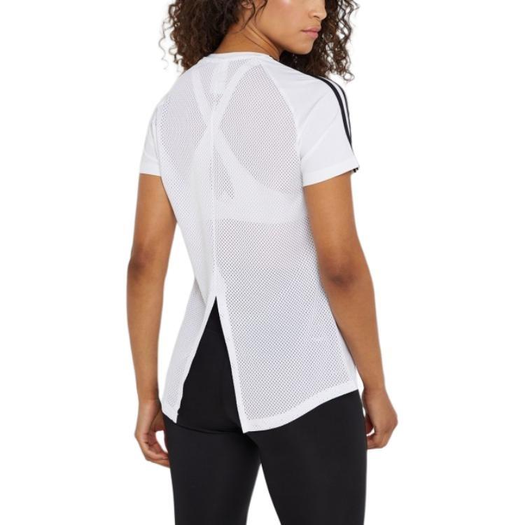 adidas T Shirts Women's White Crew Neck Thin Straight Fit DS8723