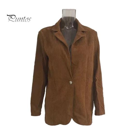 Solid Color Suit Coat Women Lapel Long Sleeve Single Button Closure Business Jacket with Flap Pockets Slim Fit Outerwear