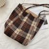 11 Winter woolen plaid shoulder bag retro plaid canvas bag large capacity double-sided bag commuter bag