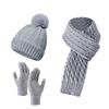 European Winter Knit Wool Hat, Scarf & Gloves Set