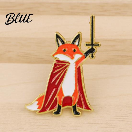 Versatile Accessory Pin Unisex Brooch Cartoon Fox Knight Design Zinc