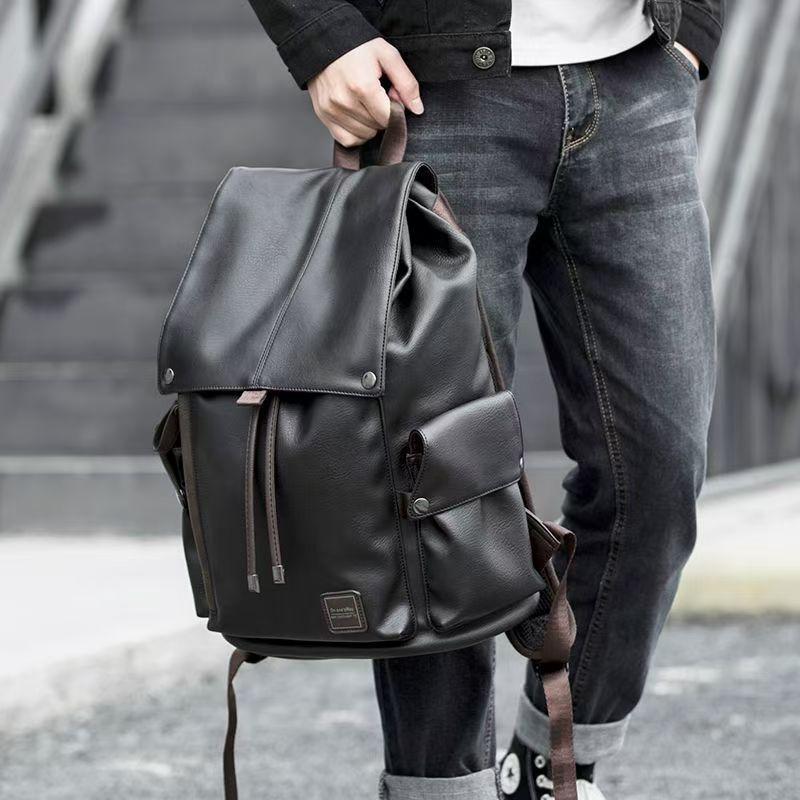 Leather Backpack Backpack Men's Bag Computer Bag Trendy Men's School Bag College Student Large Capacity Travel Bag Fashion Backpack