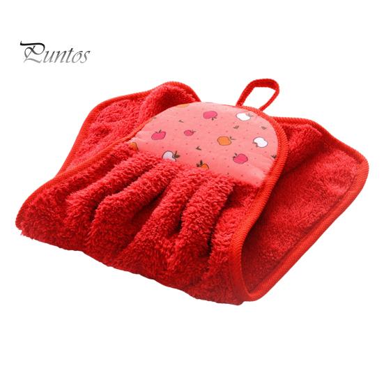 

Полотенце для рук с кольцом для подвешивания, впитывающее кухонное полотенце, многоцелевое коралловое бархатное полотенце для протирки, для уборки дома, ванной комнаты красный