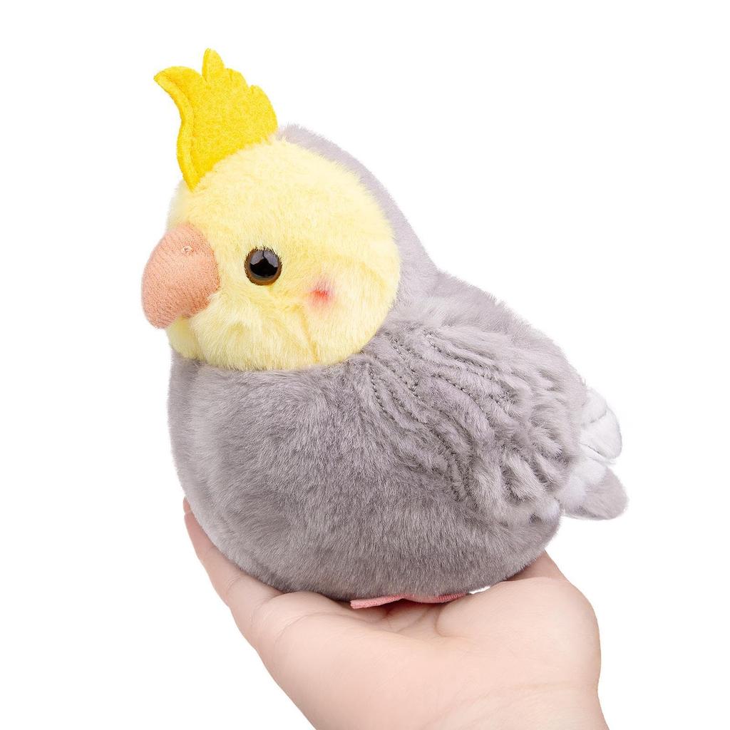 lilizzhoumax Realistic Cockatiel - Gray Plush Animal, Bird Stuffed Animal, Cute Plush Toy, Girl's Toy, Christmas Gift for Kids, Crying Baby, Home