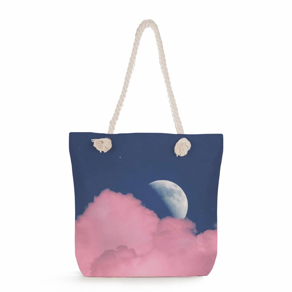 Starry Sky Print Thick Rope Single-shoulder Beach Bag 7229 CLE