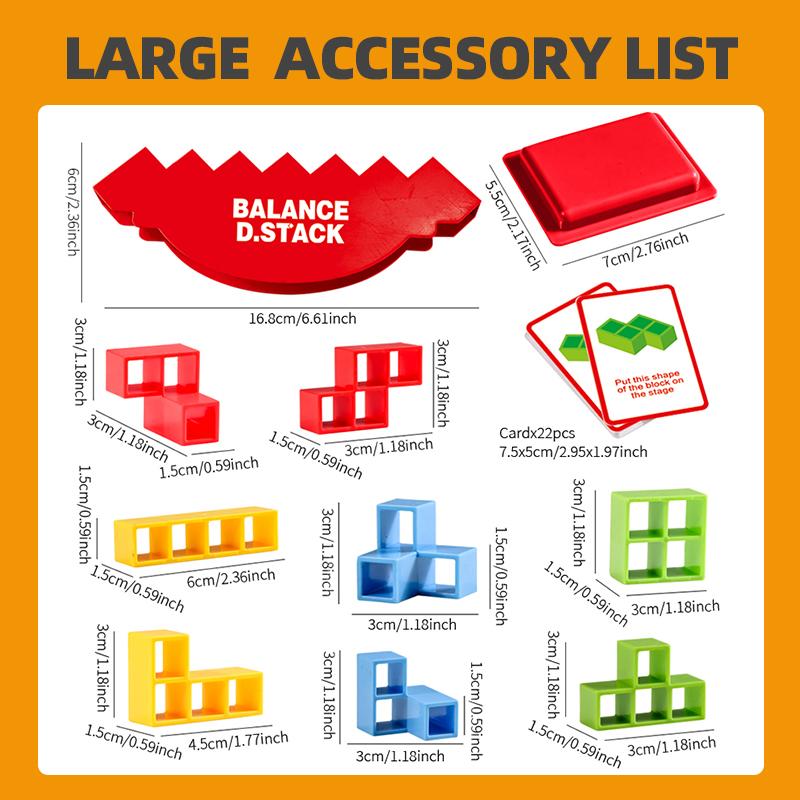 Balance Stacking Building Falling Block Puzzle with Cards Fun Family Party Game Night Tabletop Challenge Gift for Kids Adult