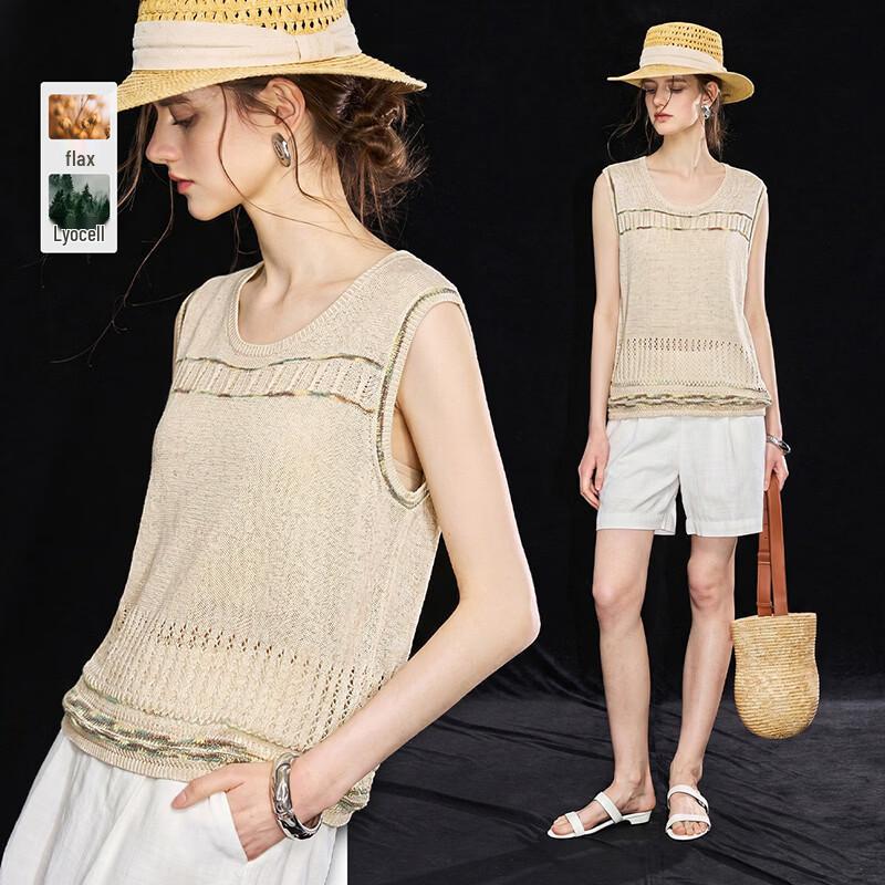 Wudao Old Money Style Tencel Linen Blend Knit T-Shirt M