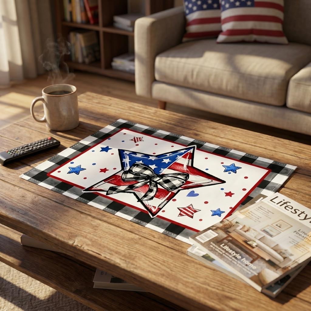 Independence Day Placemat Linen Printed Table 12 By 18 In For Dining Table And Coffee Table