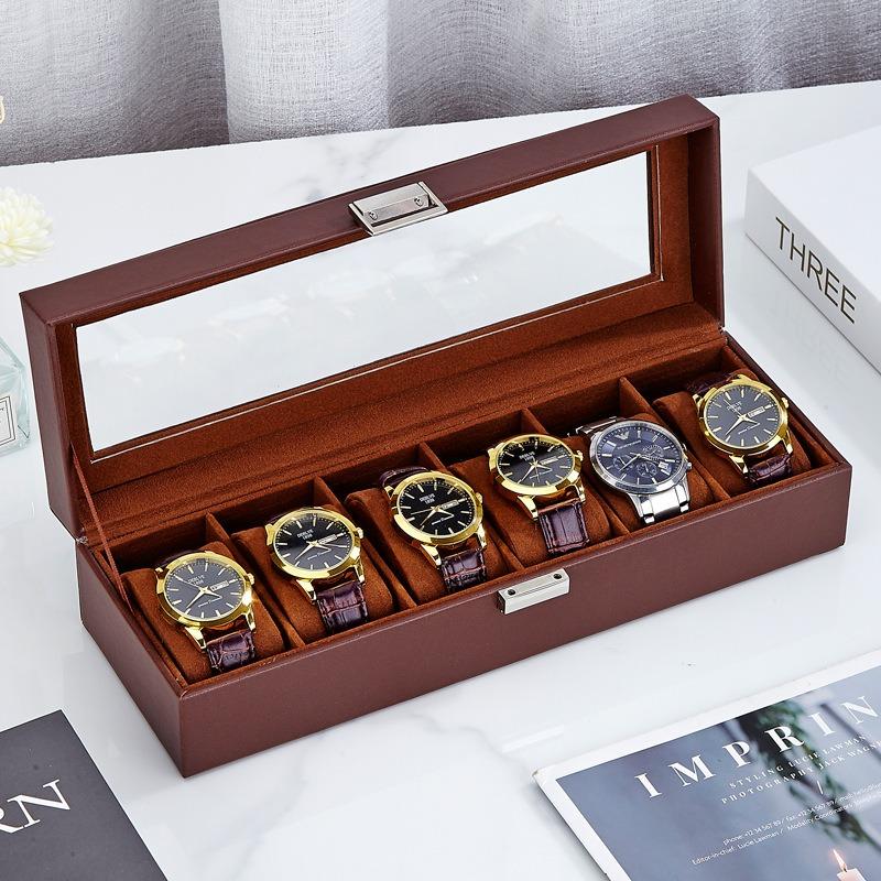 6-Slot PU Leather Watch Box - Luxury Storage & Display Case for Wristwatch Mechanical Watch, Watch Organizer for Men Women