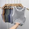 Harajuku Elasticity Women Yoga Sleeveless Crop Tops Allmatch Camisole Y2k Kintted Sports Tops Oneck Casual Thin Stripe Slim Tank Tops Summer