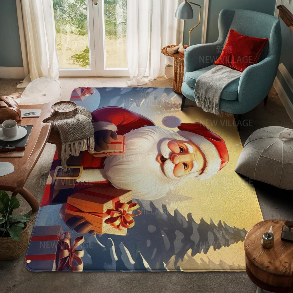 House Entrance Carpet Home Door Mat Living Room Bath Foot Bathroom Non-slip Water Absorption Rugs Bath Merry Christmas Winter