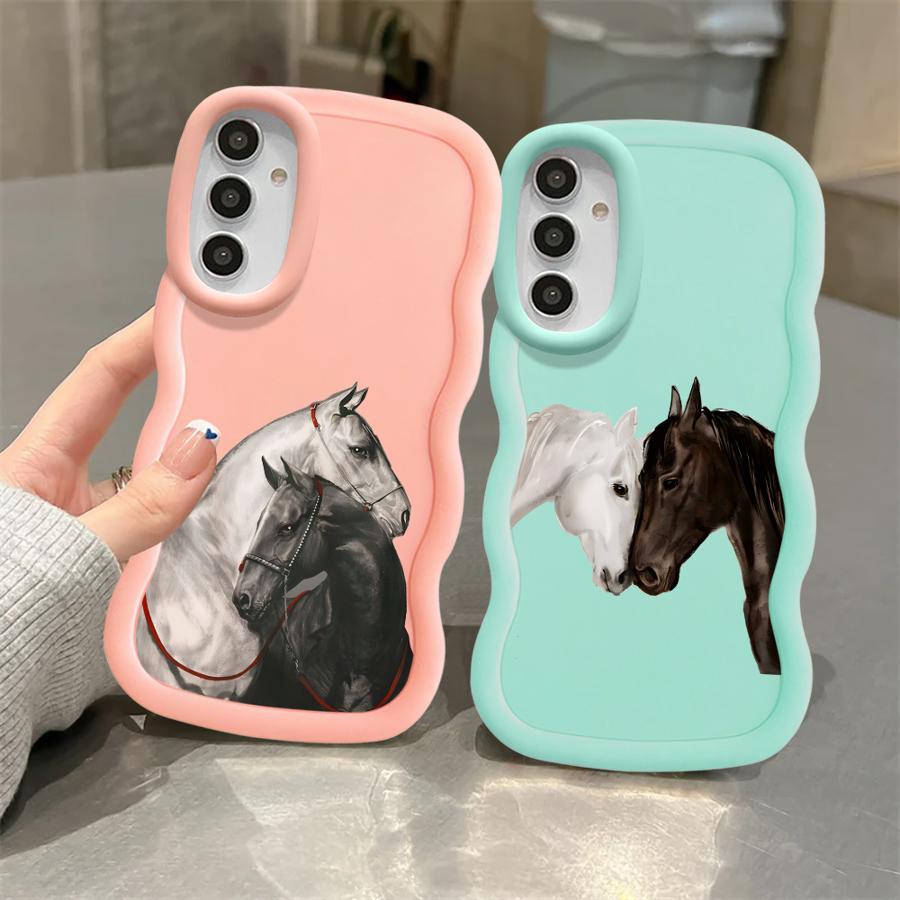 White Black Horse Soft Phone Cover Case for Samsung Galaxy A52 A21s A16 A14 A13 A11 A12 A15 A23 A22 A33 A53 A04 A06 A05 A03
