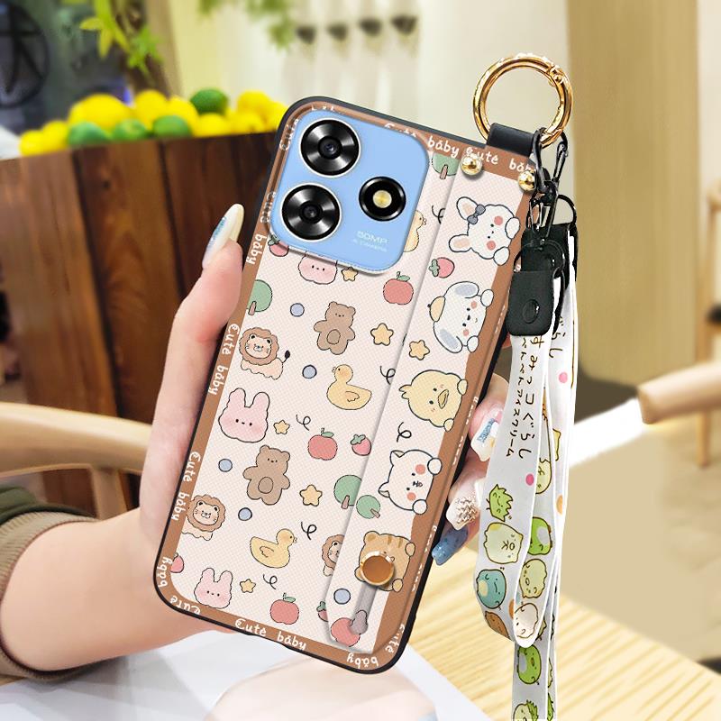 Back Cover Cartoon Phone Case For ZTE Blade A73 4G/V50 Smart Cute Kickstand Wristband Shockproof Waterproof Soft case