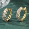 Women's  Exquisite Golden Plated Sparking Synthetic Zircon Hoop Earrings Elegant Banquet Perfect Jewelry Accessories Gift